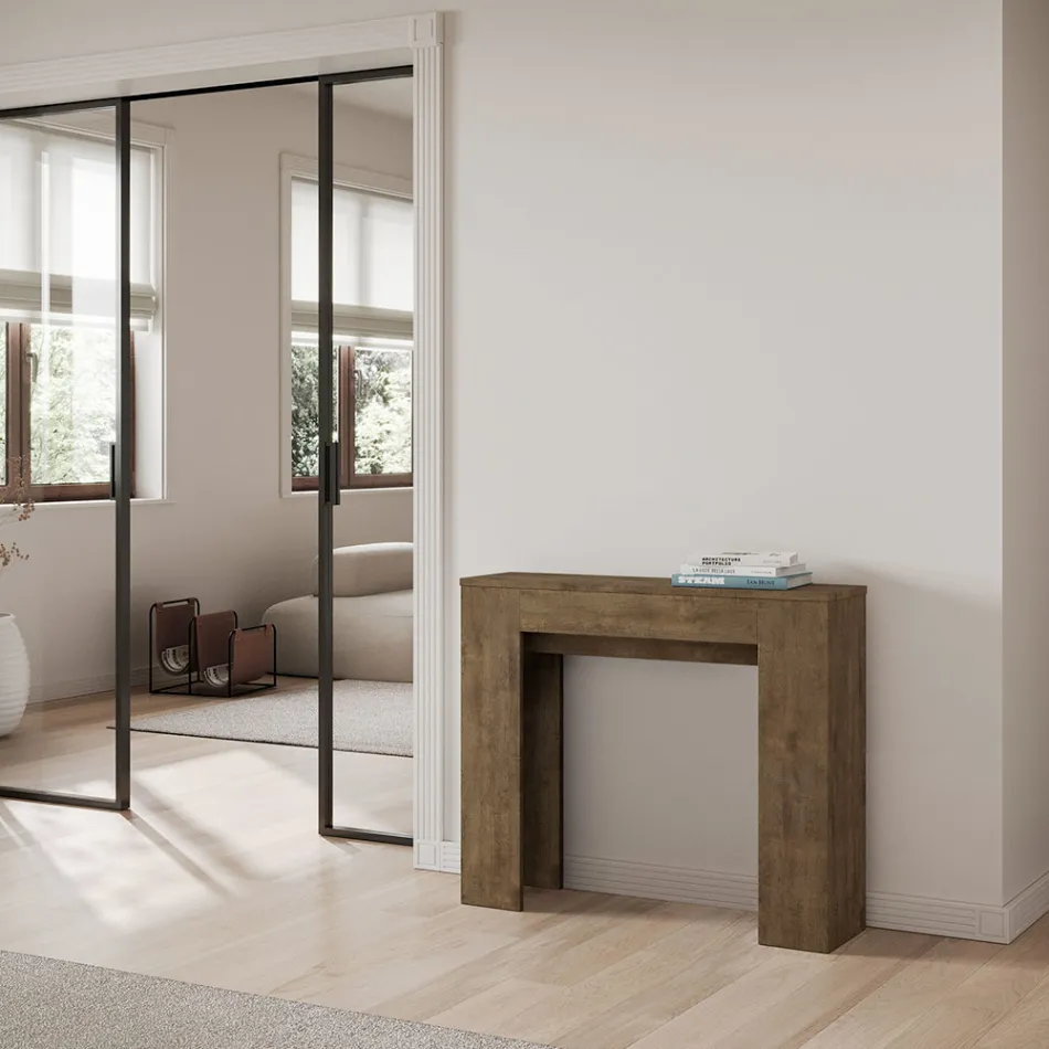 Extendable Console to 181 cm in Made in Italy Melamine Panels - Drago Viadurini