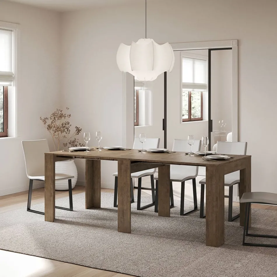 Extendable Console to 181 cm in Made in Italy Melamine Panels - Drago Viadurini