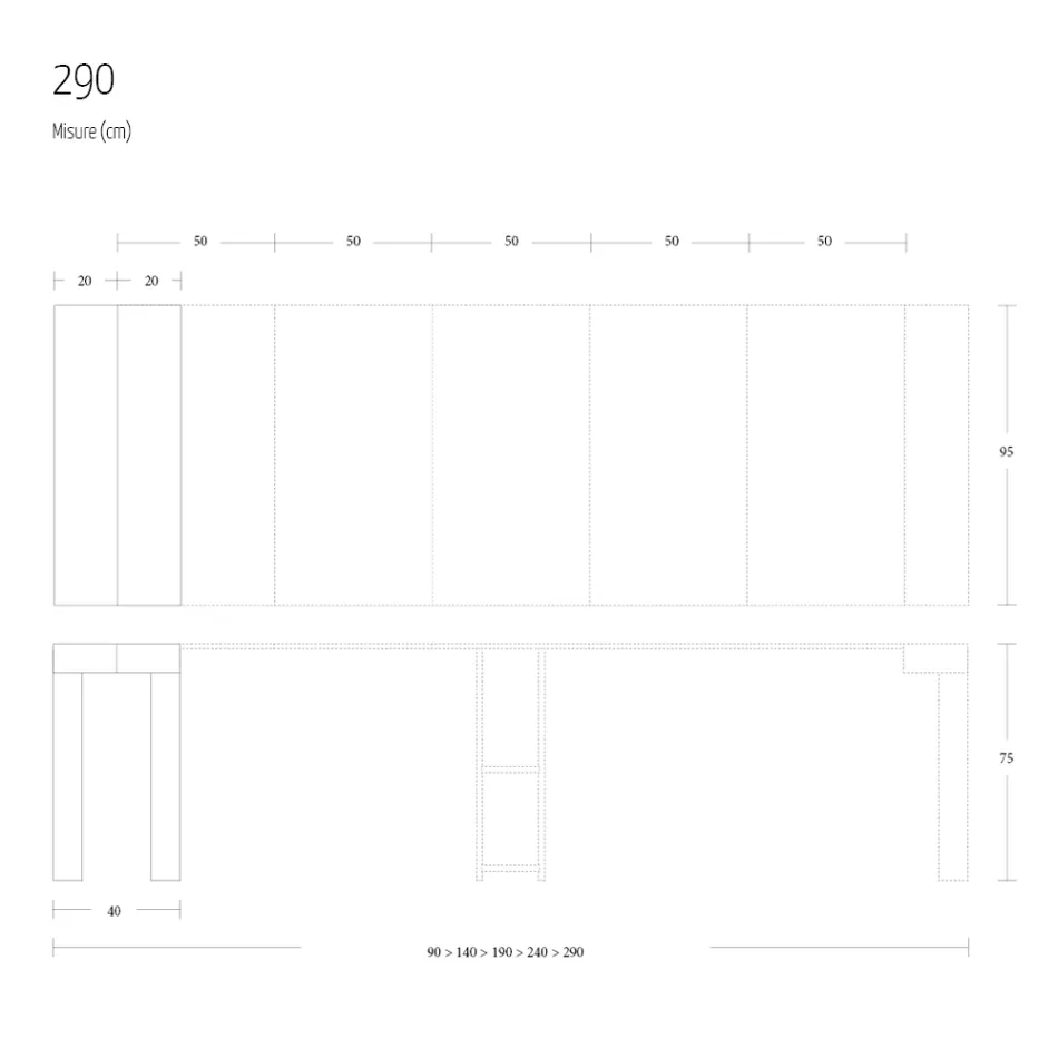 Extendable Console to 290 cm in Melamine Wood Made in Italy - Paride Viadurini