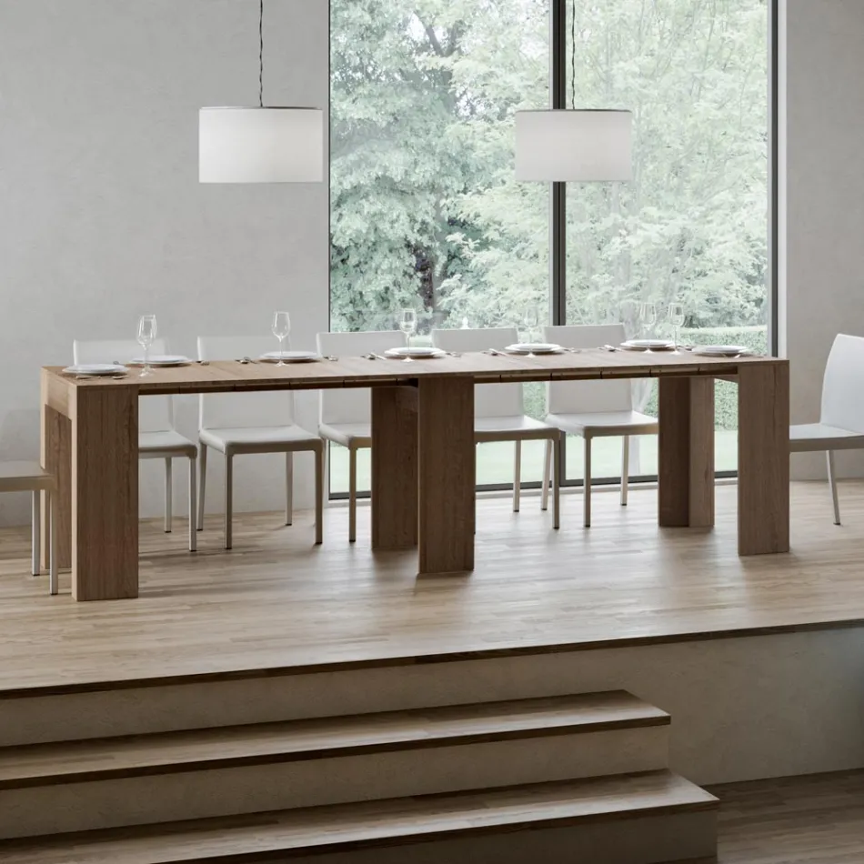 Extendable Console to 299 cm with Internal Extensions Made in Italy - Hourglass Viadurini