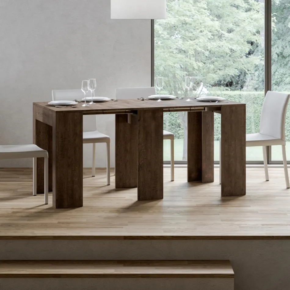 Extendable Console to 299 cm with Internal Extensions Made in Italy - Hourglass Viadurini