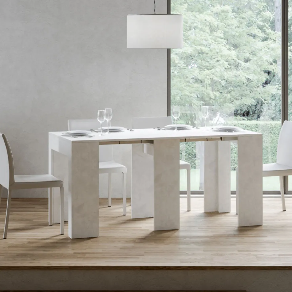 Extendable Console to 299 cm with Internal Extensions Made in Italy - Hourglass Viadurini
