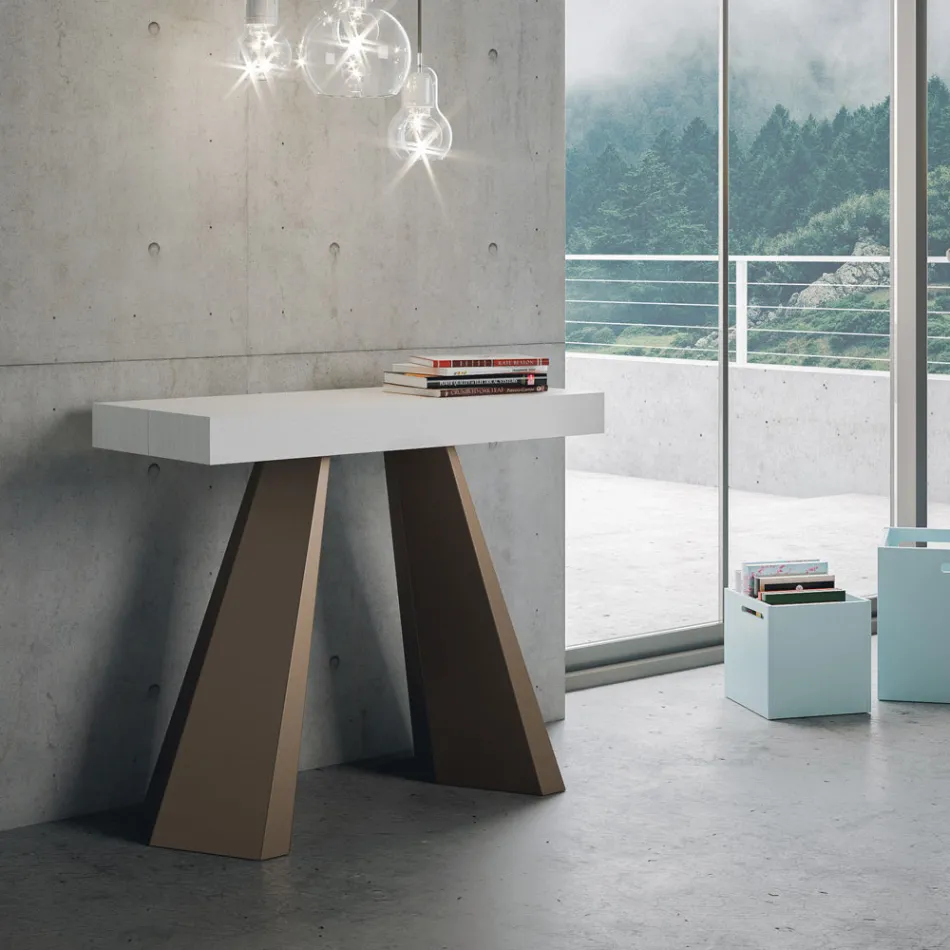 Extendable Console to 300 cm with Bear Finish Legs Made in Italy - Destino Viadurini