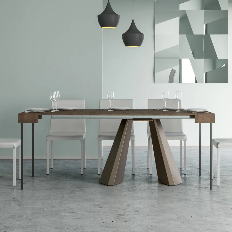 Extendable Console to 300 cm with Bear Finish Legs Made in Italy - Destino Viadurini