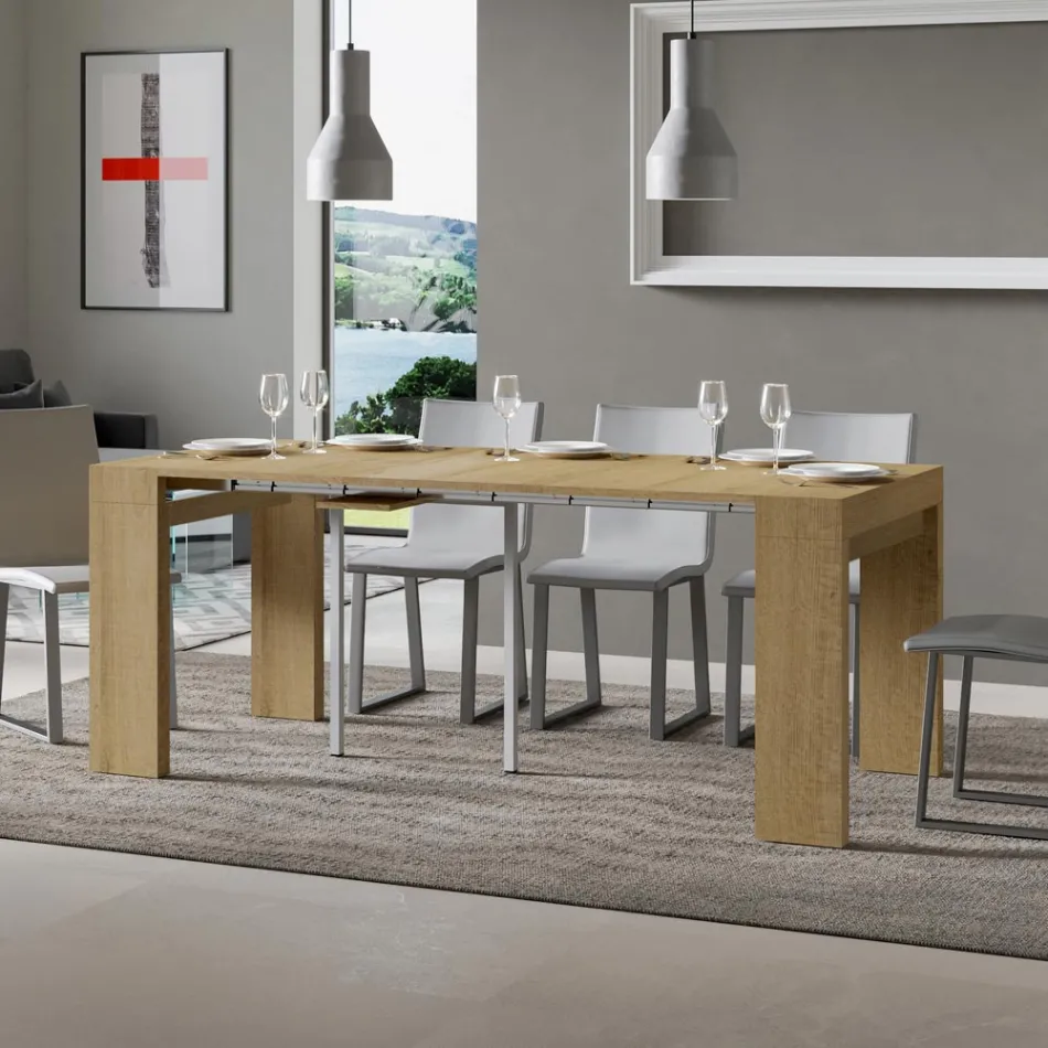 Extendable Console to 300 cm with 2-Leg Support Made in Italy - Phantom Viadurini