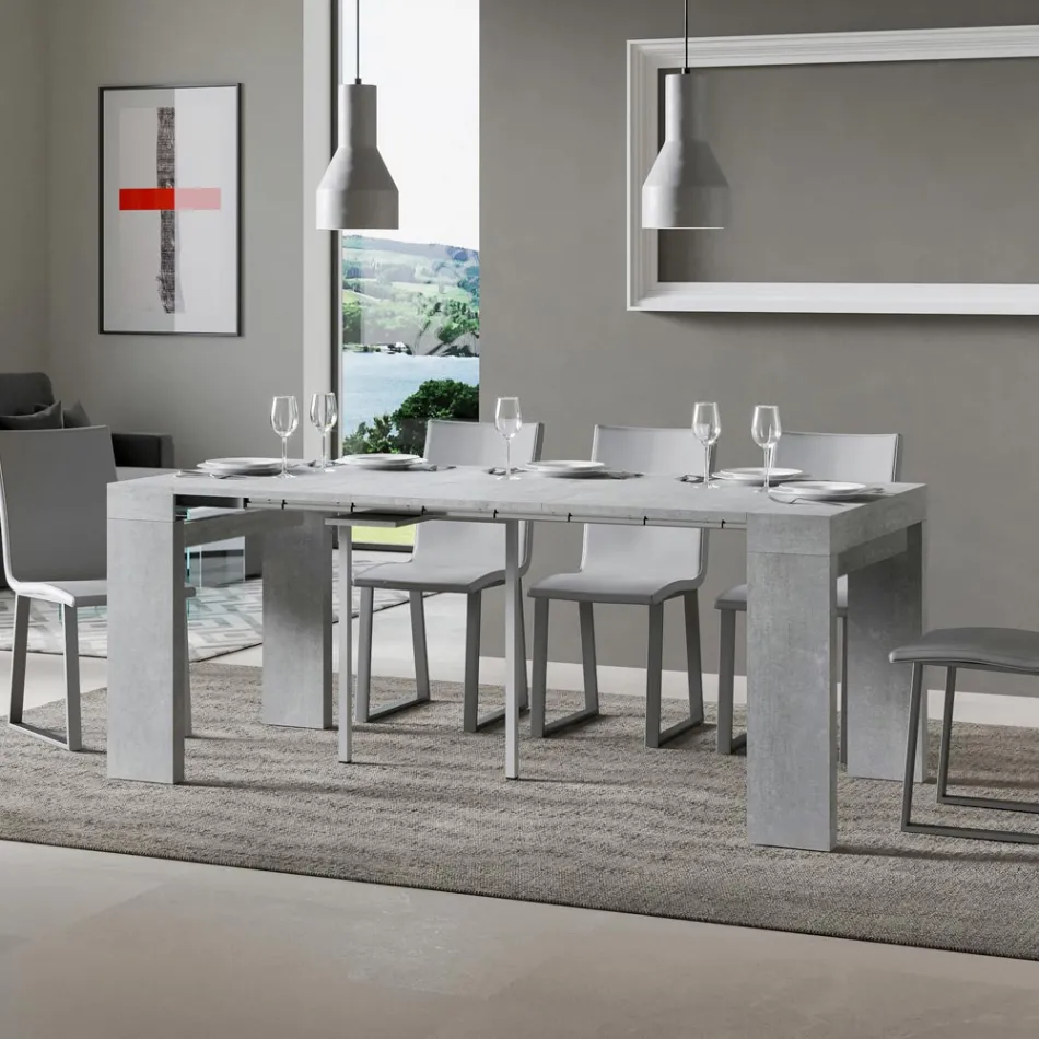 Extendable Console to 300 cm with 2-Legged Support Made in Italy - Phantom Viadurini