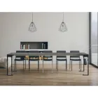 Extendable Console to 300 cm with Anthracite and Wood Frame Made in Italy - Fata Viadurini