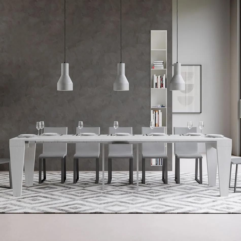 Extendable Console to 300 cm in Wood Made in Italy - Throne Viadurini