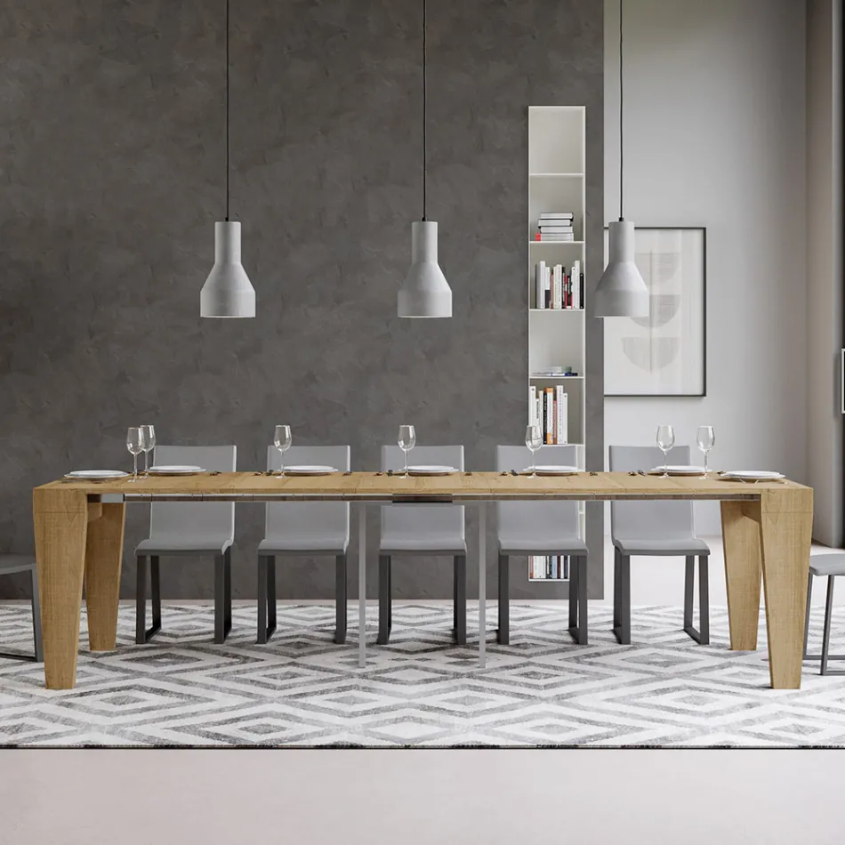 Extendable Console to 300 cm in Wood Made in Italy - Throne Viadurini