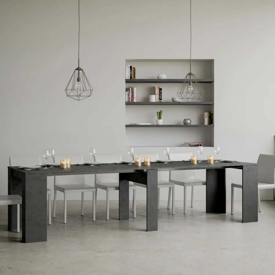 Extendable Console to 308 cm with Central Support Made in Italy - Oracle Viadurini