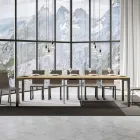 Extendable Console of Modern Design in Wood and Iron Made in Italy - Never Viadurini