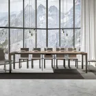 Extendable Console of Modern Design in Wood and Iron Made in Italy - Never Viadurini