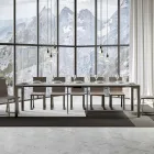 Extendable Console of Modern Design in Wood and Iron Made in Italy - Never Viadurini