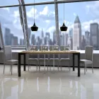 Extendable Console of Modern Design in Wood and Iron Made in Italy - Never Viadurini