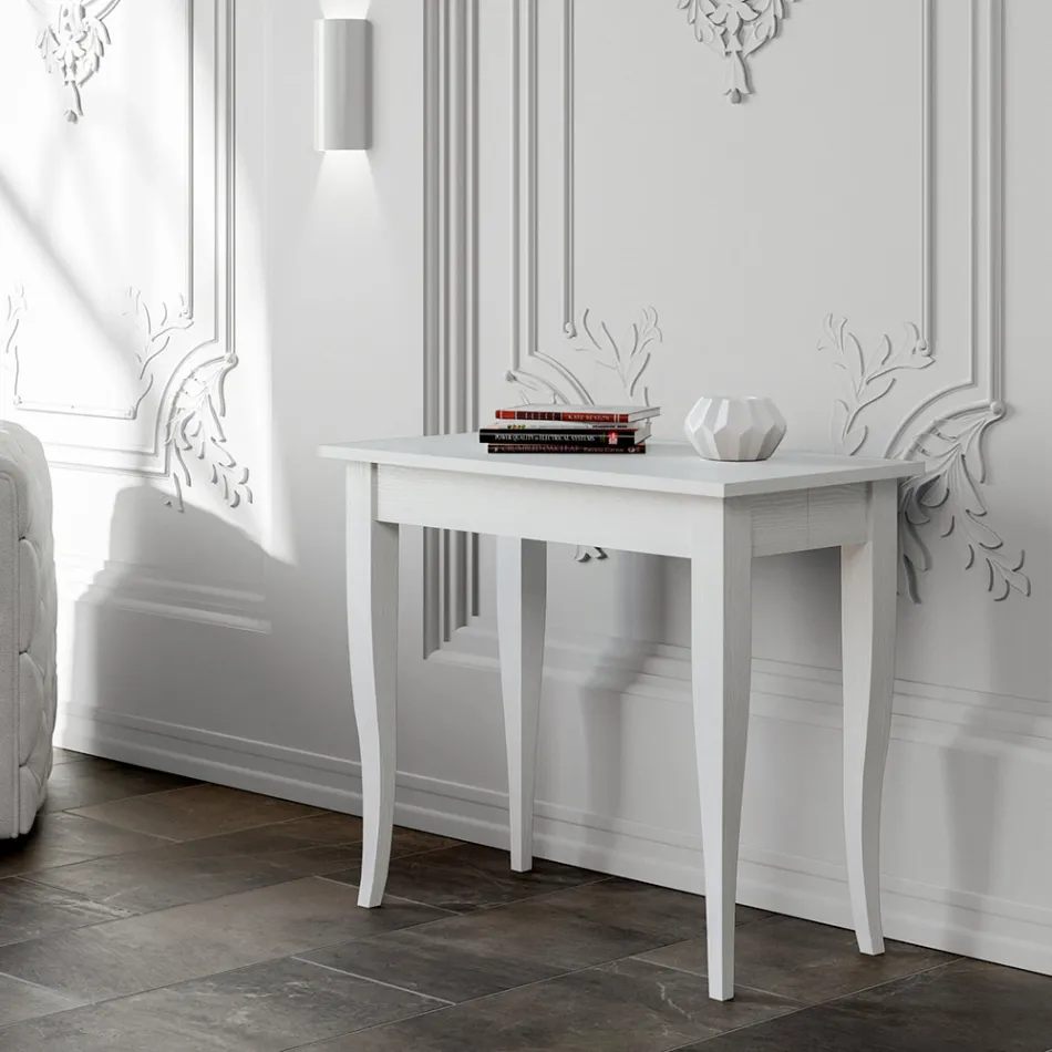 Extendable Console Walnut or White Ash Finish Made in Italy - Folletto Viadurini