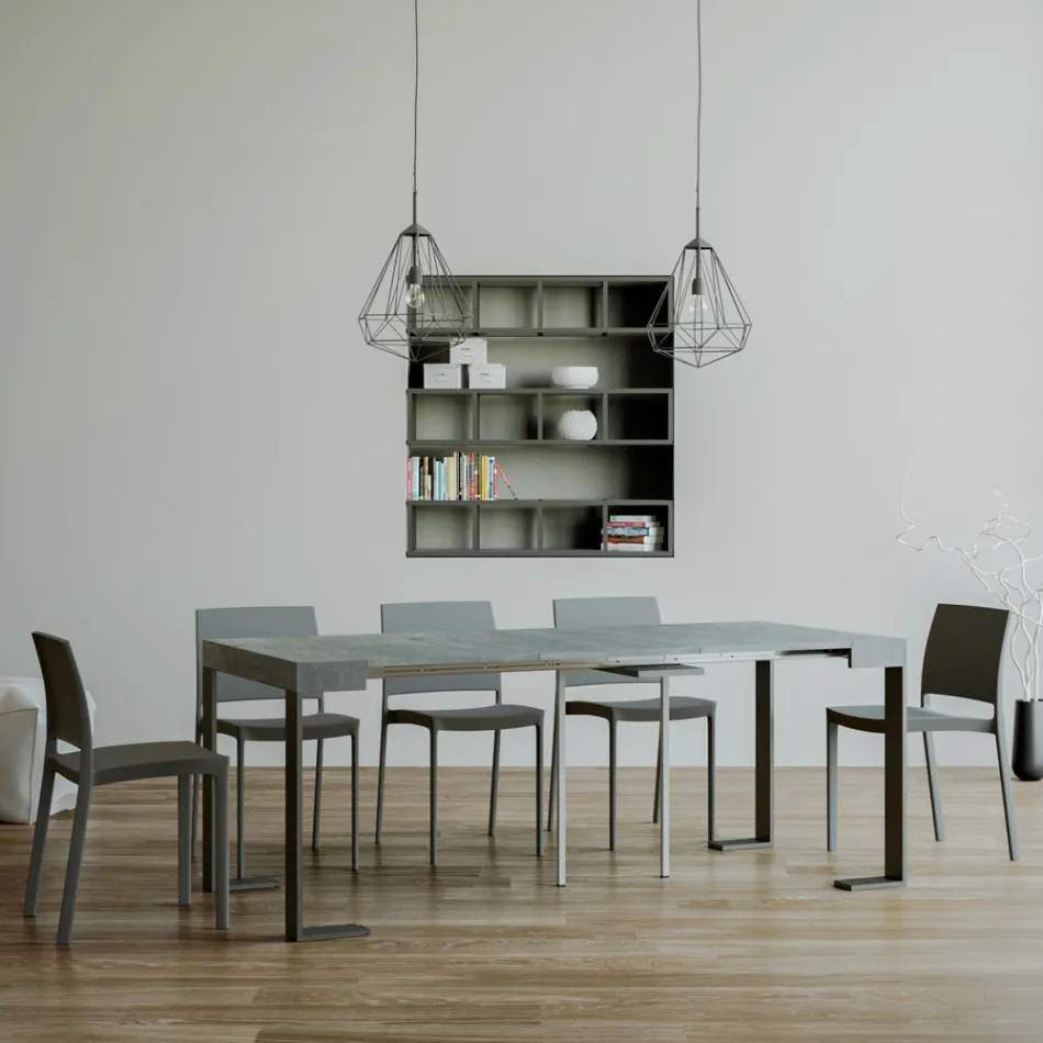 Extendable Console up to 300 cm with Anthracite Frame Made in Italy - Giant Viadurini