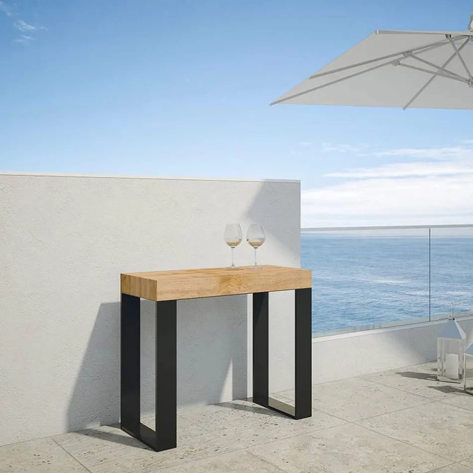 Extendable Console up to 300 cm with Anthracite Frame Made in Italy - Giant Viadurini