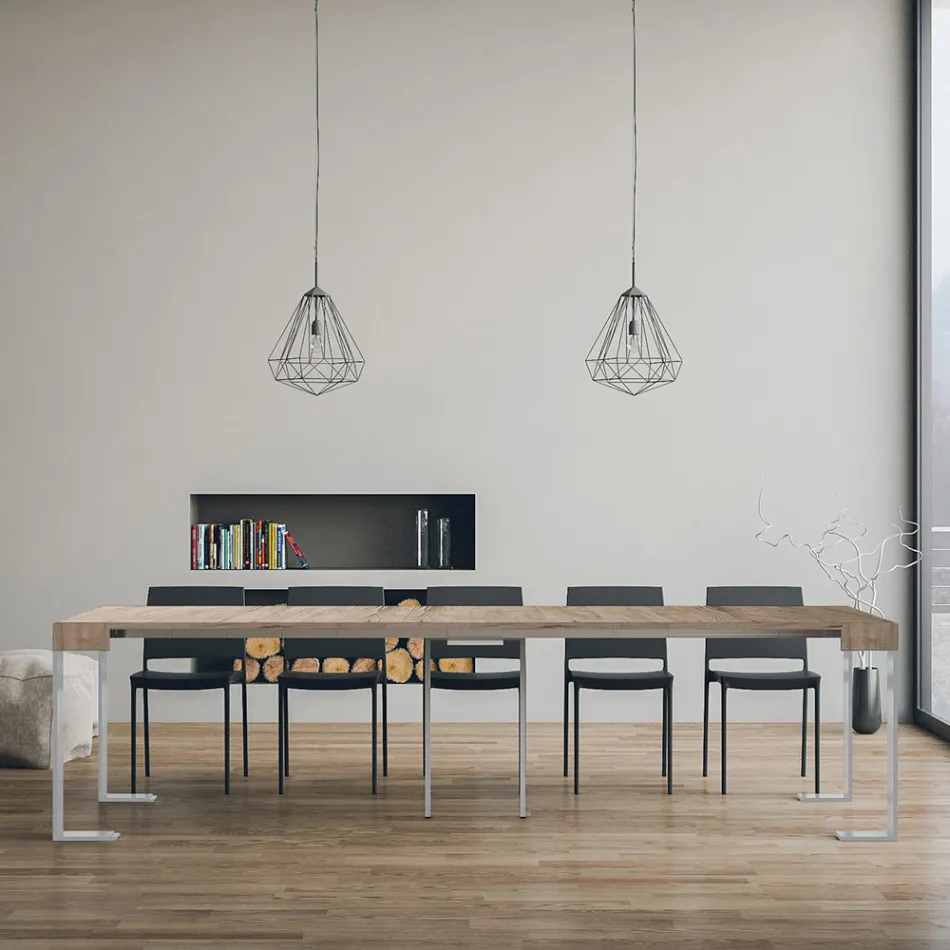 Extendable Console up to 300 cm with White Frame Made in Italy - Tesoro Viadurini