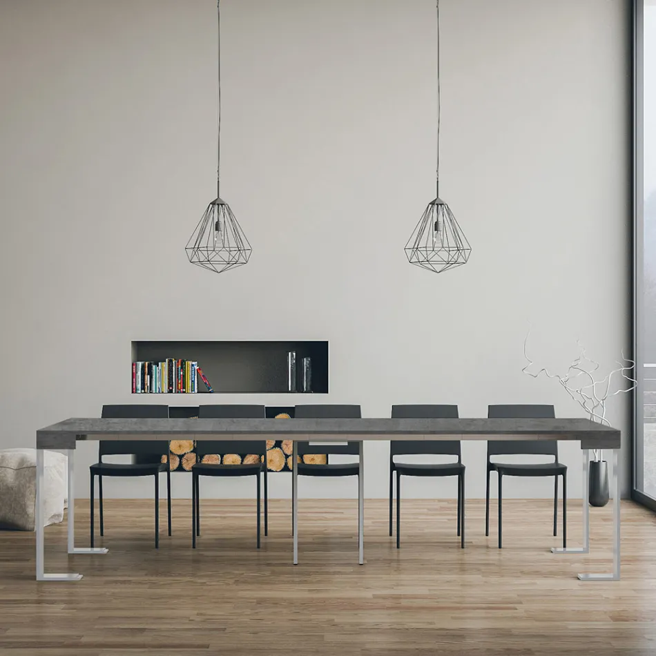 Extendable Console up to 300 cm with White Frame Made in Italy - Tesoro Viadurini