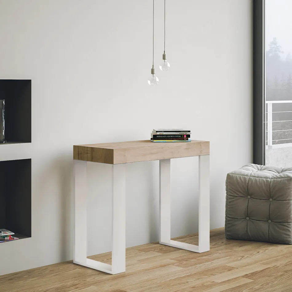 Extendable Console up to 300 cm with White Frame Made in Italy - Tesoro Viadurini