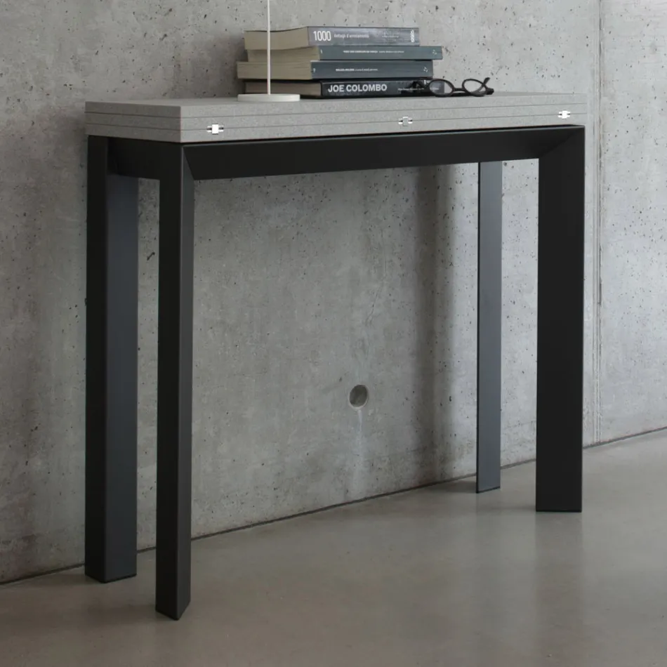 Extendable console up to 90 cm in melamine and metal Made in Italy - Bag Viadurini