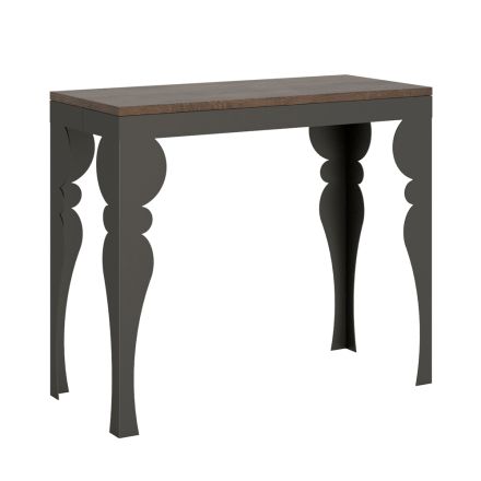 Modern Extendable Console in Anthracite Wood and Metal Made in Italy - Sassone Viadurini