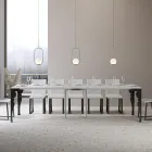 Modern Extendable Console in Anthracite Wood and Metal Made in Italy - Sassone Viadurini