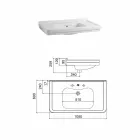 105 cm Vintage White Ceramic Bathroom Console with Feet, Made in Italy - Marwa Viadurini