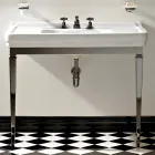 Vintage Bathroom Console 105 cm in White Ceramic with Feet, Made in Italy - Marwa Viadurini