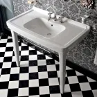 Vintage Bathroom Console 105 cm in White Ceramic with Feet, Made in Italy - Marwa Viadurini