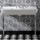 105 cm Vintage White Ceramic Bathroom Console with Feet, Made in Italy - Marwa Viadurini