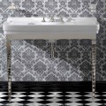 105 cm Vintage White Ceramic Bathroom Console with Feet, Made in Italy - Marwa
