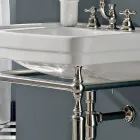 Bathroom Console L69 cm on Feet in White Vintage Ceramic, Made in Italy - Marwa Viadurini
