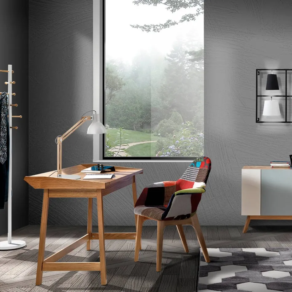 Console with PC Desk in MDF and Wood - Football Viadurini