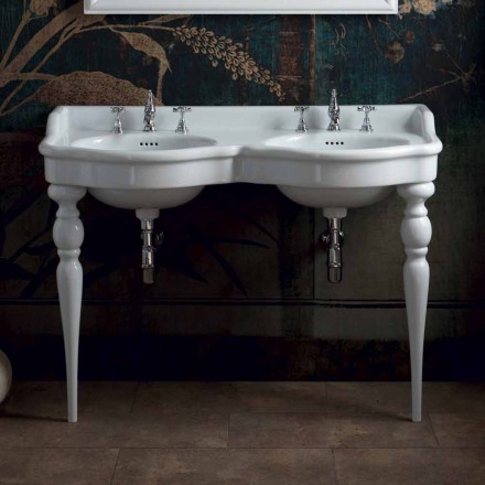 Classic double bowl bathroom console made in Italy, Magda Viadurini
