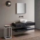 Bathroom Console with Washbasin and Shelf in Porcelain Stoneware 4 Finishes - Ramina Viadurini