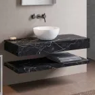 Bathroom Console with Washbasin and Shelf in Porcelain Stoneware 4 Finishes - Ramina Viadurini