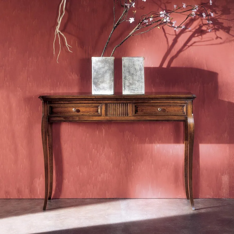 Lounge Console with 2 Drawers in Bassano Wood France Made in Italy - Bumba Viadurini