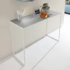 Metal Lounge Console with Crystal Top Made in Italy - Iridio Viadurini