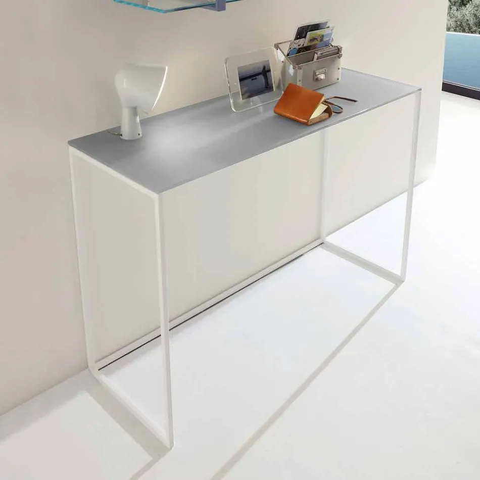 Metal Lounge Console with Crystal Top Made in Italy - Iridio Viadurini