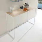 Metal Lounge Console with Crystal Top Made in Italy - Iridio Viadurini