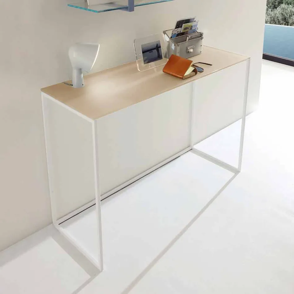 Metal Lounge Console with Crystal Top Made in Italy - Iridio Viadurini