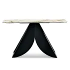 Cristina Metal Console Table with Marble-Effect Ceramic Top for the Living Room Viadurini