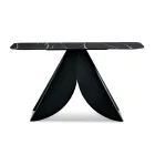 Cristina Metal Console Table with Marble-Effect Ceramic Top for the Living Room Viadurini