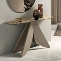 Living Room Console Table in Metal with Back-Silvered Hammered Glass Top - Cristiana
