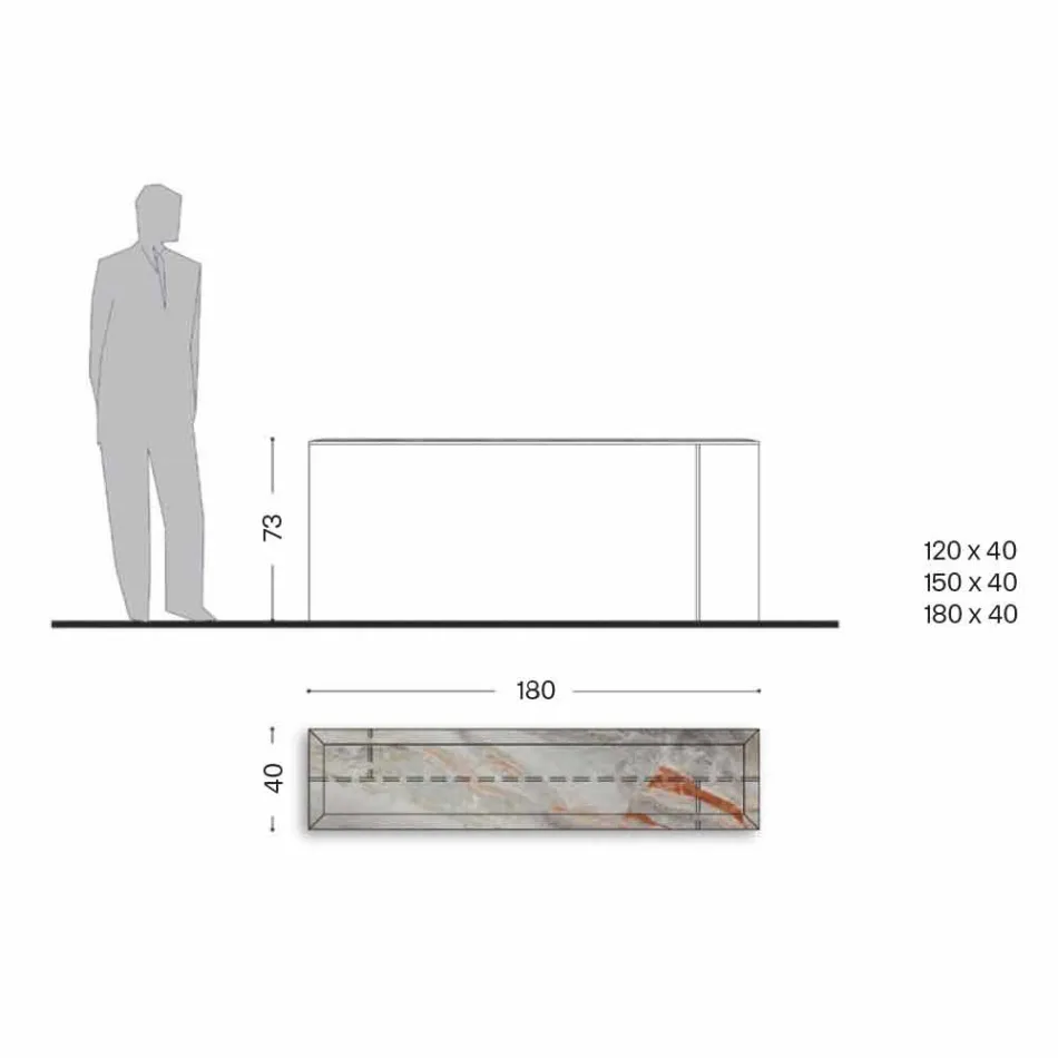 Design Console with Marble Top and Glass Base Made in Italy - Molino Viadurini