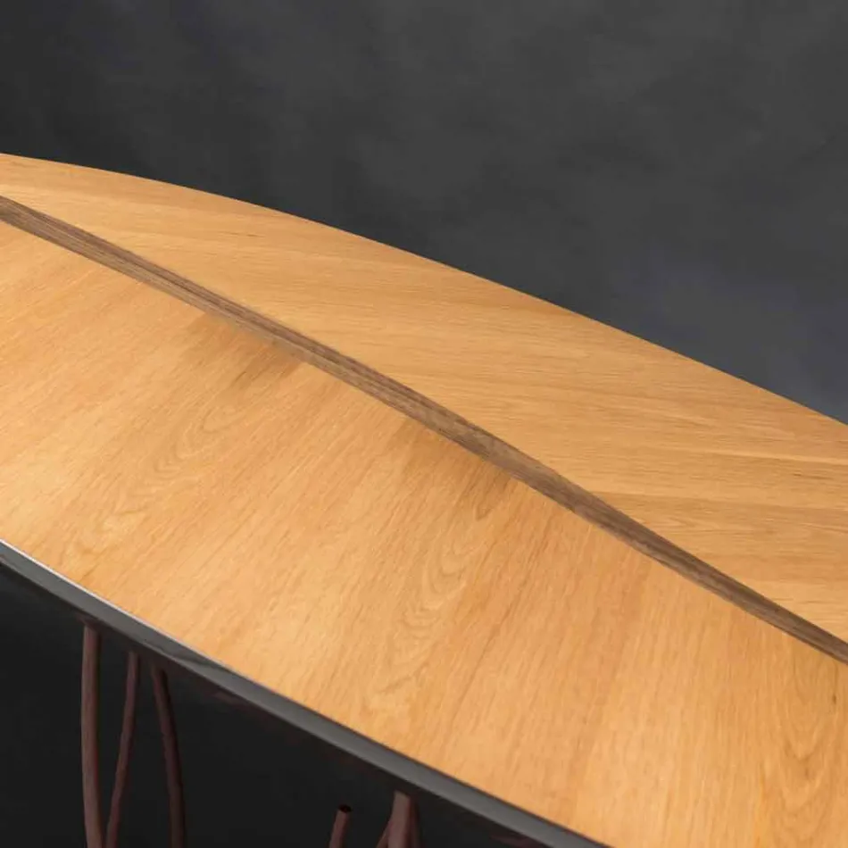 Design console with oak veneer and crafts walnut Fenice Viadurini