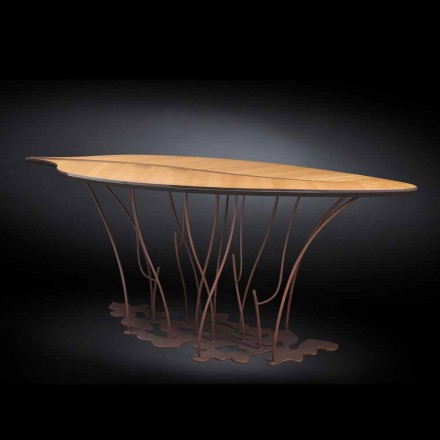 Design console with oak veneer and crafts walnut Fenice Viadurini