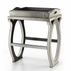 Modern design console with tray in Felicia grey pony leather Viadurini