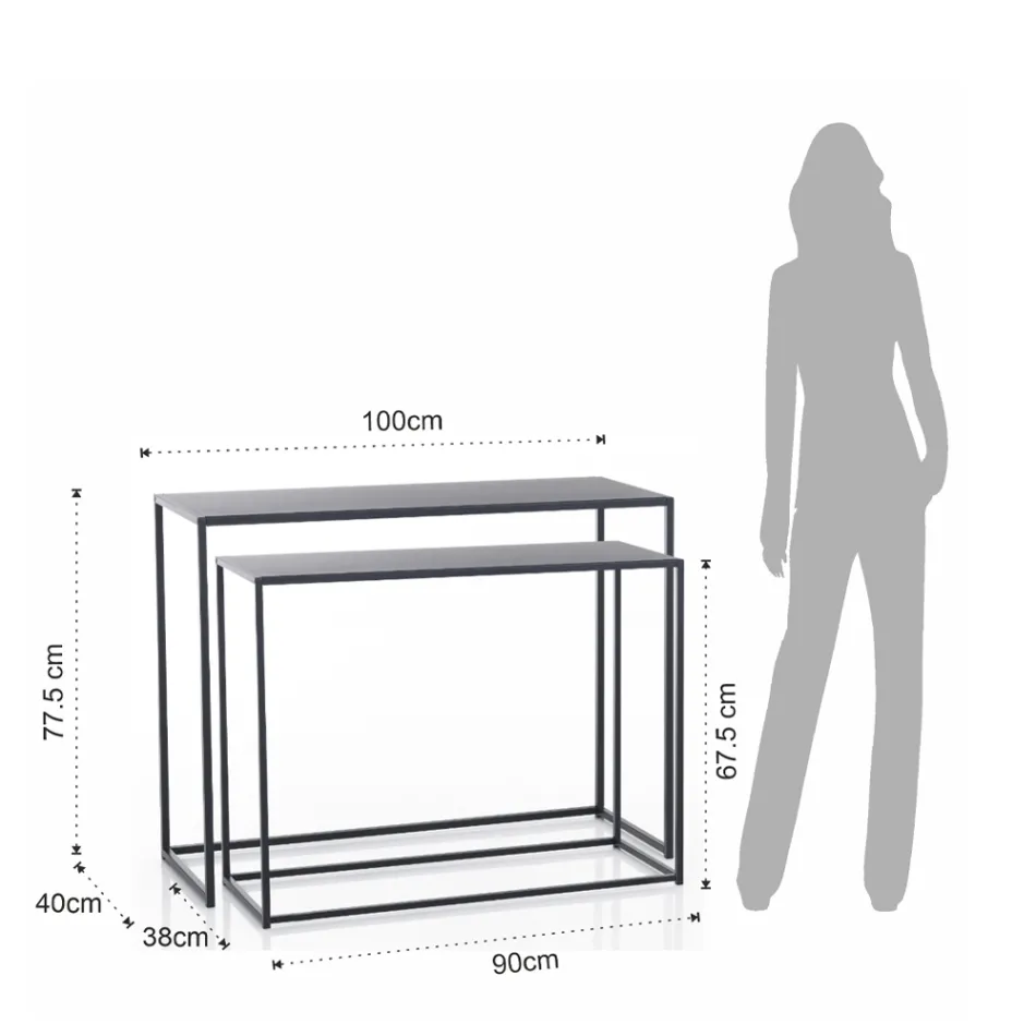 Double Console Made of Anthracite Steel - Osmium Viadurini